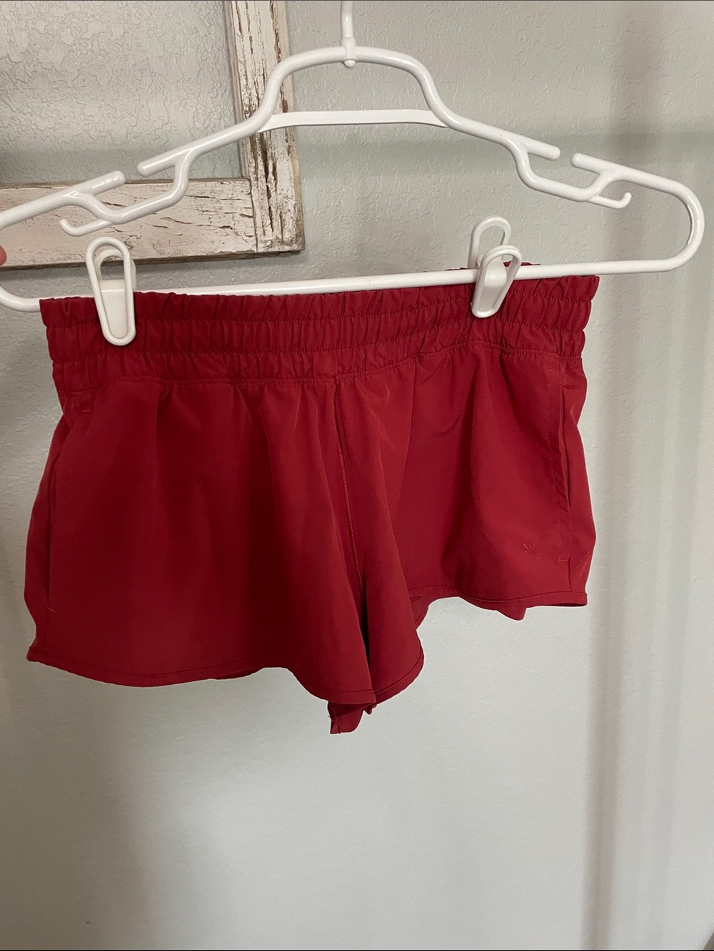 aerie Red Elastic-Waist Athletic Shorts